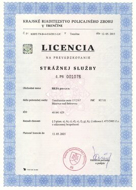 strážna služba licencia
