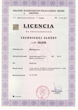 súkromná bezpečnostná služba licencia